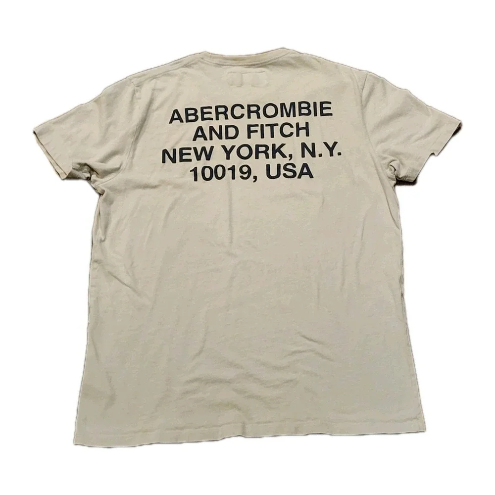 Abercrombie & Fitch Men's T-Shirt Size Large Beige Short Sleeve Cotton Crew Neck